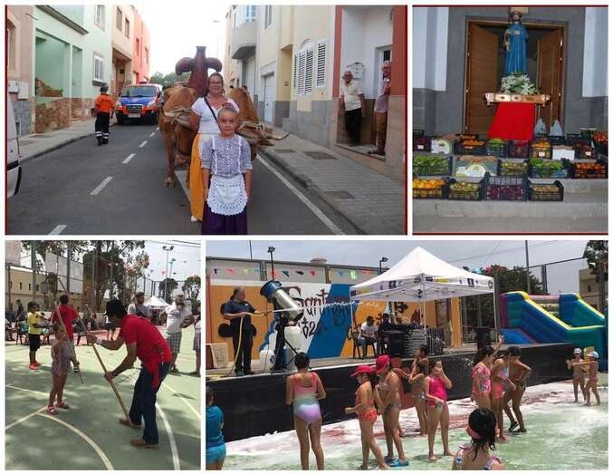 Collage de fotos de la romería de este sábado y de los actos para los más pequeños celebrados hoy domingo/TA.